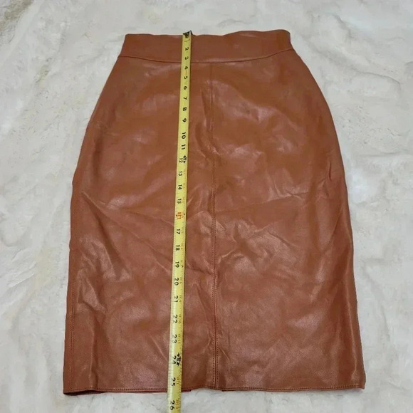 Intermix Bailey 44 Exclusive Faux Leather Pencil Skirt Cognac Brown - Picture 5 of 9